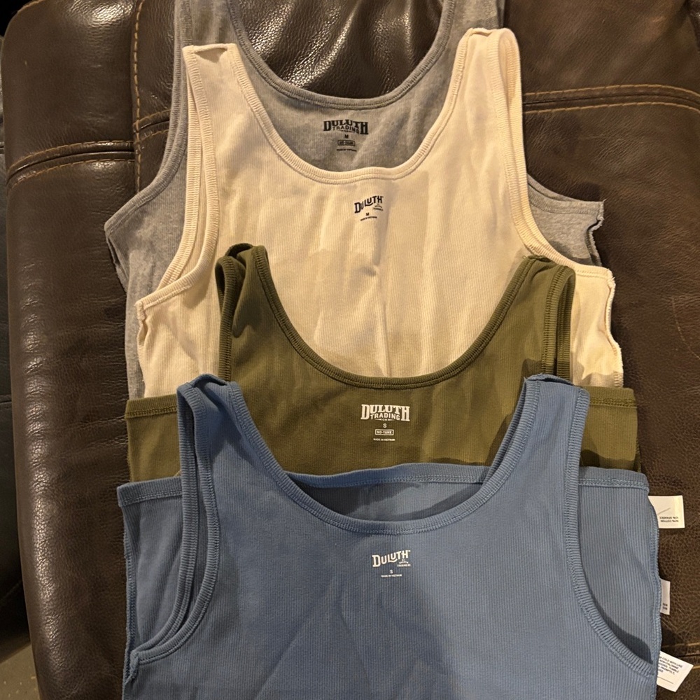 Duluth Trading Co. Assorted Tank Tops - Blue, Green, Cream, Gray